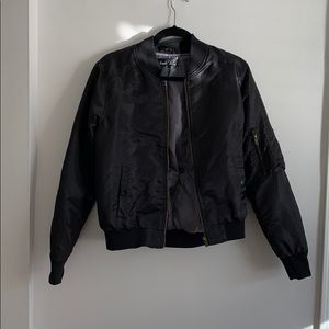Black satin-y bomber jacket